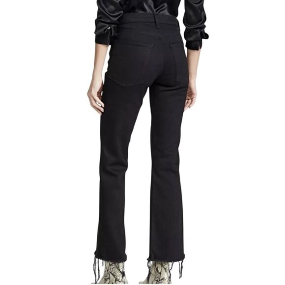 Nili Lotan High Rise Vianca flare Jeans Jet Black raw hem Size 26 - Picture 2 of 12